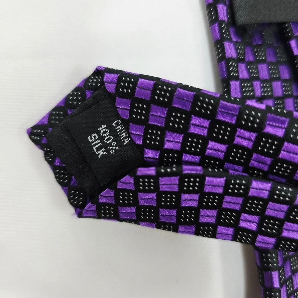 Sean John Purple & Black Checkered 100% Silk Necktie‎ Men's Fashion Accessory